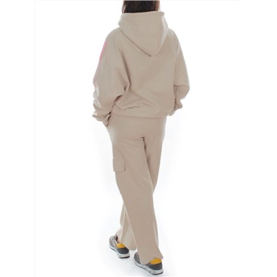 3156/3157 BEIGE/PINK Костюм спортивный женский (95% хлопок, 5% эластан)