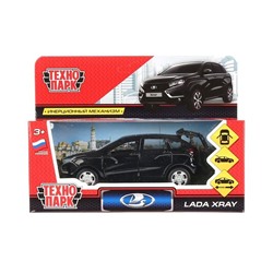 Машина металл LADA XRAY длина 12 см, двери, багаж, инерц, черный, кор. 271517