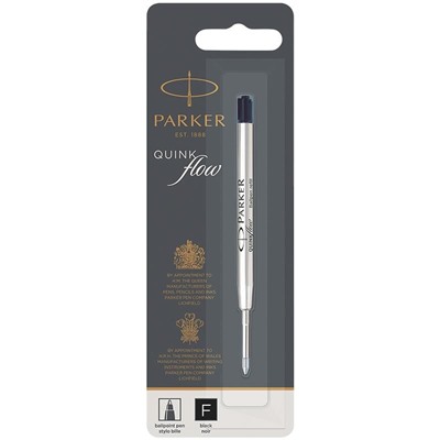 Стержень шариковый объемный Parker "QuinkFlow Ball Point" черный, 98мм, 0,8мм, метал. корпус, блистер