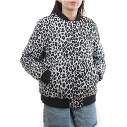 S24-139 WHITE/BLACK Куртка бомбер демисезонная женская (100 гр. синтепон)