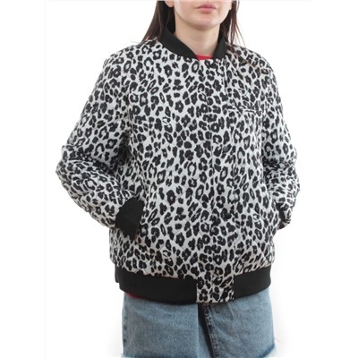 S24-139 WHITE/BLACK Куртка бомбер демисезонная женская (100 гр. синтепон)