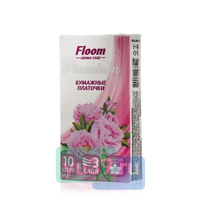 Платочки Floom цветочные 3 слоя 10шт в спайке