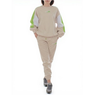 3160/3161 BEIGE/LT. GREEN Костюм спортивный женский (95% хлопок, 5% эластан)