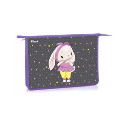 Папка для тетрадей 1 отделение, А4, Först "Grey bunny", 340*245*40мм, пластик, на молнии