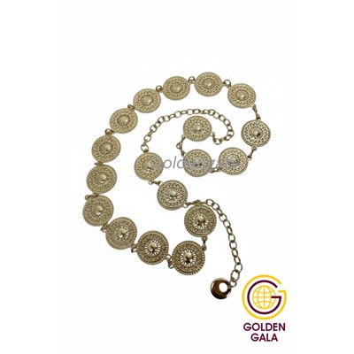 Пояс женский цепочка  с кольцами цвет золото модель 11