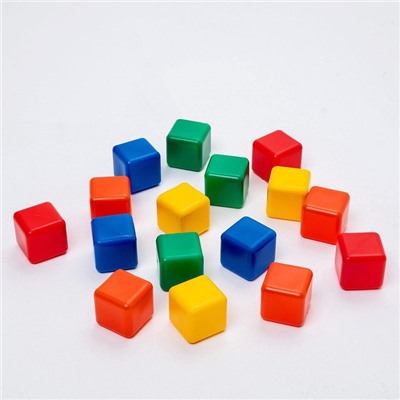 Кубики детские, пластиковые, цветные, 16 штук, 4 × 4 см