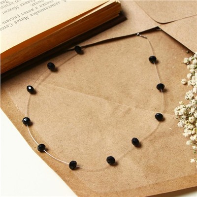 Бусы на леске «Утончённость» огранённые бусины, шар №4, цвет чёрный, 29 см