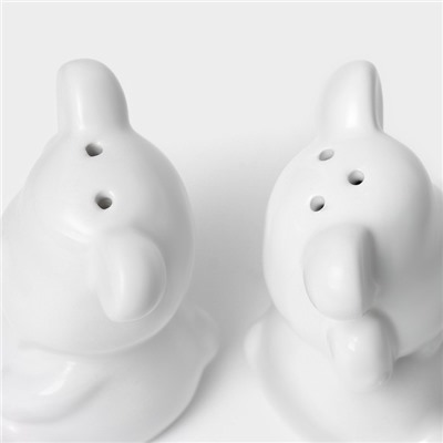 Набор для специй Доляна «Стильный мишка», 2 предмета: солонка 30 мл, перечница 30 мл, белый