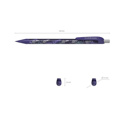 Механический карандаш ErichKrause «Lavender», НВ, 0.5 мм, матовый корпус Soft-Touch, фольгированные элементы, в тубусе, МИКС