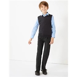 Boys' Regular Leg Slim Fit School Trousers (2-18 Yrs)