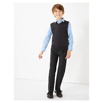 Boys' Regular Leg Slim Fit School Trousers (2-18 Yrs)