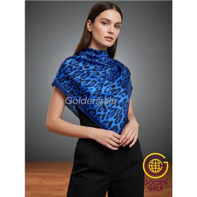 Платок утепленный Леопардовый Арт 3111/2 (яркий синий с темно-синей каймой)