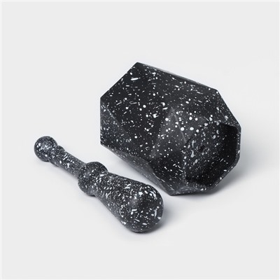 Ступка с пестиком «Грани», 10×18 см, чёрная