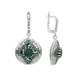 Серьги 'Эва' с зелёным корундом и фианитами ИВСН.039КД2N