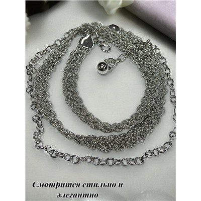 Пояс женский цепочка  универсальный цвет серебро модель 2