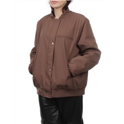 H24-608 BROWN Куртка бомбер демисезонная женская (100 гр. синтепон)
