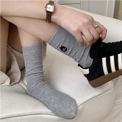 Spring summer brand cartoon cute knee socks, with embroidery, mid-length, 24 years, Korean style