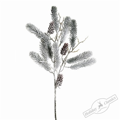 Ветка пихты с шишками заснеженнная, 80 см