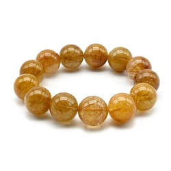Браслет из Агата волосатика "золотой" шарик 17-18мм, 100г
