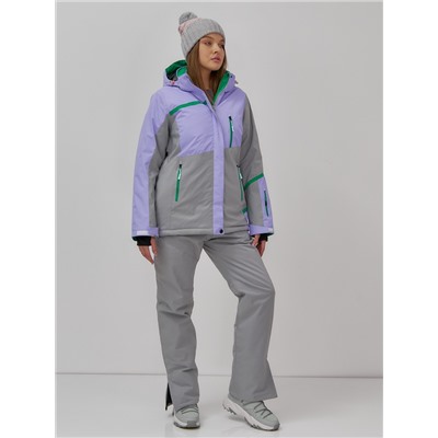 Гоннолыжная куртка женская зимняя сиреневого цвета 709Sn