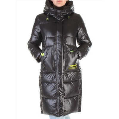 2180 BLACK Пальто женское зимнее (холлофайбер)