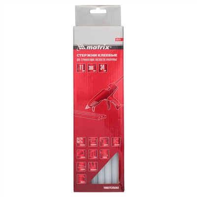 Стержни клеевые, 11 мм,   L-300 мм, 1 кг, прозрачный Matrix