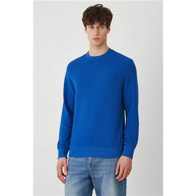 Longsleeve męski prążkowany kolor niebieski