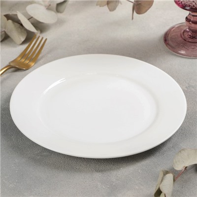 Тарелка Доляна White Label, d=20 см, утолщённый край, фарфор, белая
