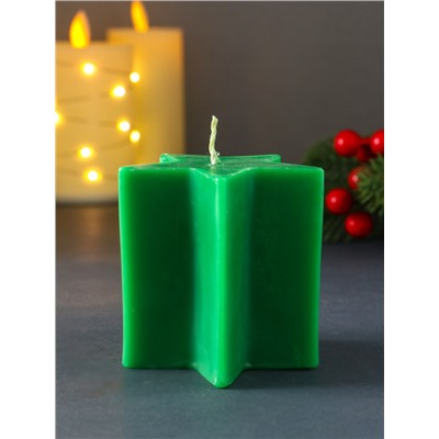 Свеча декоративная «Большая звезда», 75×75×75 мм, зелёная