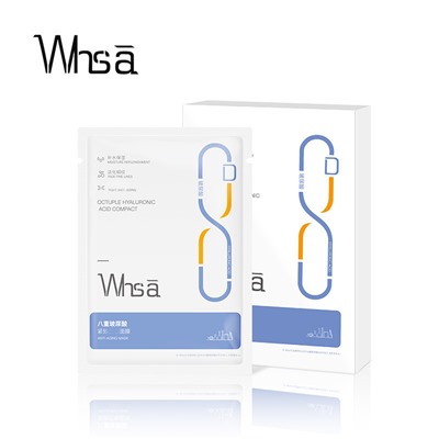 Тканевая маска для лица с 8х содержанием гиалуровой кислоты Whsa Octa Hyaluronic Acid Compact, коробка 25 мл×5 шт