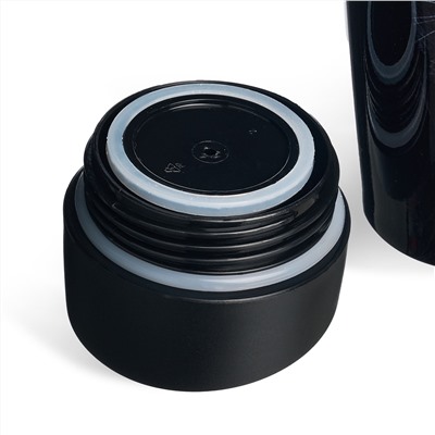 ТЕРМОКРУЖКА AGNESS "ЧЕРНАЯ ПАНТЕРА" С КНОПКОЙ-СТОППЕРОМ , 360МЛ КОЛБА НЕРЖ.СТАЛЬ 18/10