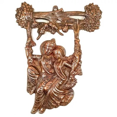Настенное панно Радхи и Кришна, Radha Krishna Sitting on Jhula Wall Hanging (14 Inch), произв. Apka Mart