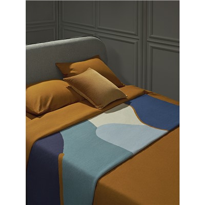 Плед из хлопка с авторским принтом синего цвета из коллекции Freak Fruit, 130х180 см