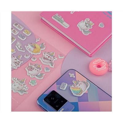 Наклейки объемные MESHU "Cute unicorn", 10*23см, пакет европодвес