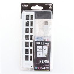 Разветвитель на 7 портов (USB hub) с выключателями (белый)