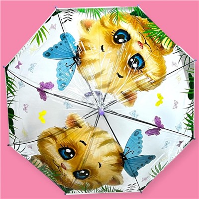 Зонт-трость детский прозрачный с рисунком полуавтомат Арт 2007/4