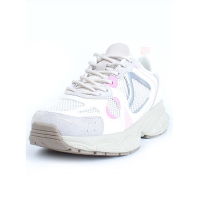 05-P256-3 BEIGE/PINK Кроссовки женские (искусственные материалы, сетка)