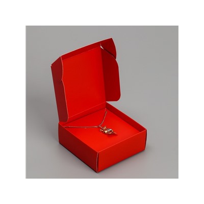Коробка подарочная под бижутерию двухсторонняя, упаковка, «Красная», 7.5 х 7.5 х 3 см