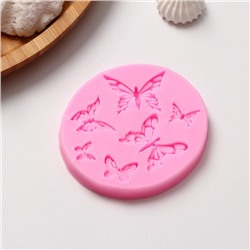 Молд для заливки Доляна «Шесть бабочек», силикон, 8.4×7.5 см, розовый