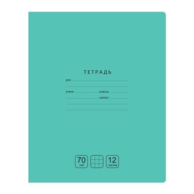 Тетрадь 12л., клетка BG "Отличная", зеленая, 70г/м2