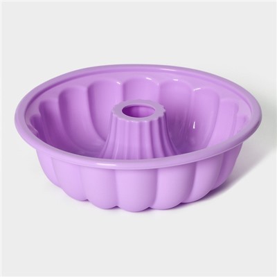 Форма для выпечки Доляна «Немецкий кекс. Завиток», силикон, d=20 см, внутренний d=18.5 см, цвет сиреневый