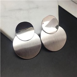 1G0061-2 Серьги Круг, цвет серебряный, 45х30х10мм