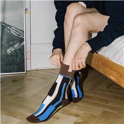 Tide brand European new product hello color stitching personality AB socks dancing dance net red sports cloth label mid tube cotton socks