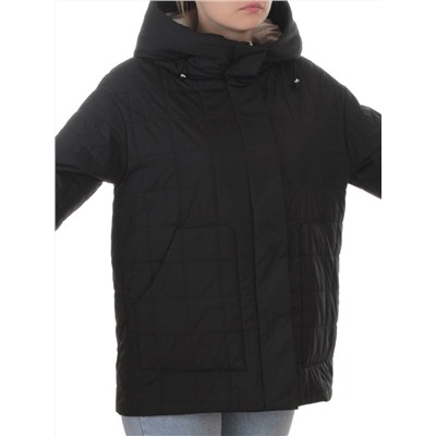 9607 BLACK Куртка стеганная демисезонная женская (100 гр. холлофайбер)
