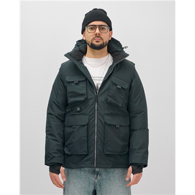 Куртка - жилетка трансформер с подогревом 2 в 1 мужская зимняя темно-синего цвета 6668TS