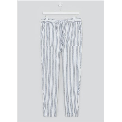 Stripe Tapered Linen Trousers