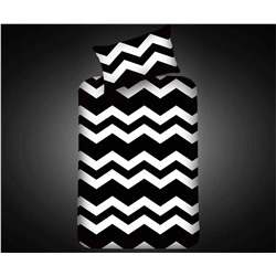 100x200 см. 1 сп. Простынь на Резинке с Наволочкой Бязь Поликоттон B&W BigZigzag