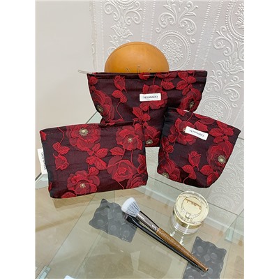Retro capacious cosmetic bag, handheld organizer bag to go out, travel bag, liner, flowered