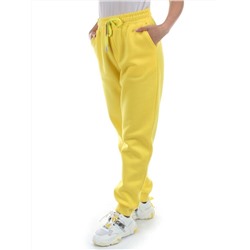 M061 YELLOW Брюки спортивные женские на флисе (100% хлопок) 7986