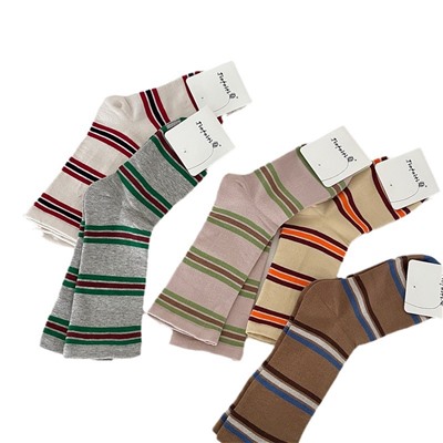 South Korean goods, comfortable cotton knee socks for leisure, mid-length